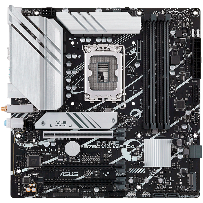 ASUS PRIME B760M-A WIFI D4 LGA1700 mATX MB - Intel B760 4xDIMM DDR4 2xM.2 4xSATA PCIe 4.0 2.5Gb Ethernet WiFi 6 + Bluetooth 1xDisplayPort 2xHDMI with Aura Sync support - image 2