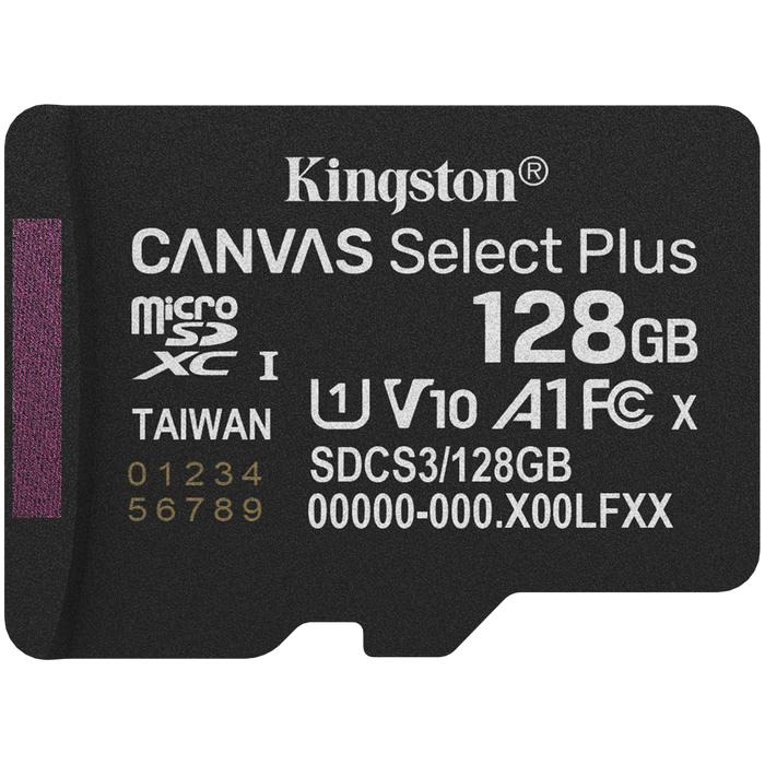 Kingston 128GB micSDXC Canvas Select Plus Gen3 150R A1 Single Pack w/o ADP