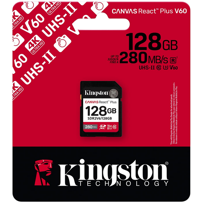 Kingston 128GB SDXC Canvas React Plus SDXC UHS-II 280R/100W U3 V60 – alternate product view 3