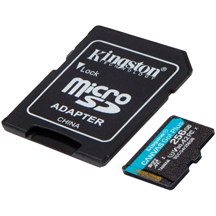 Kingston 256GB microSDXC Canvas Go Plus Gen4 200MB/s A2 U3 V30 Card + Adapter – alternate product view 2