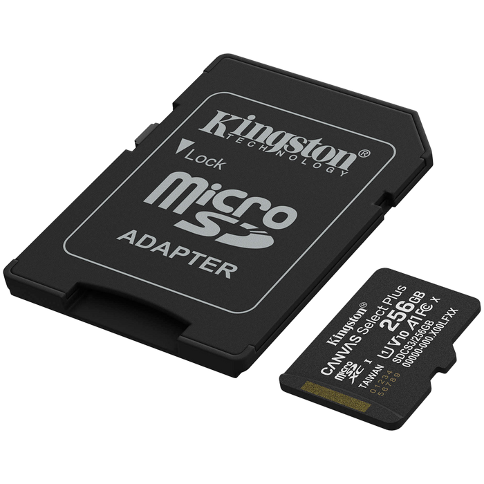 Kingston 256GB microSDXC Canvas Select Plus Gen3 150MB/s A1 Card + Adapter – alternate product view 2