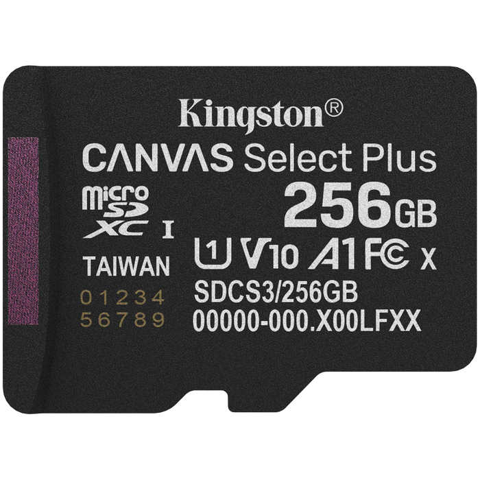 KINGSTON 256GB micSDXC Canvas Select Plus Gen3 150R A1 w/o ADP
