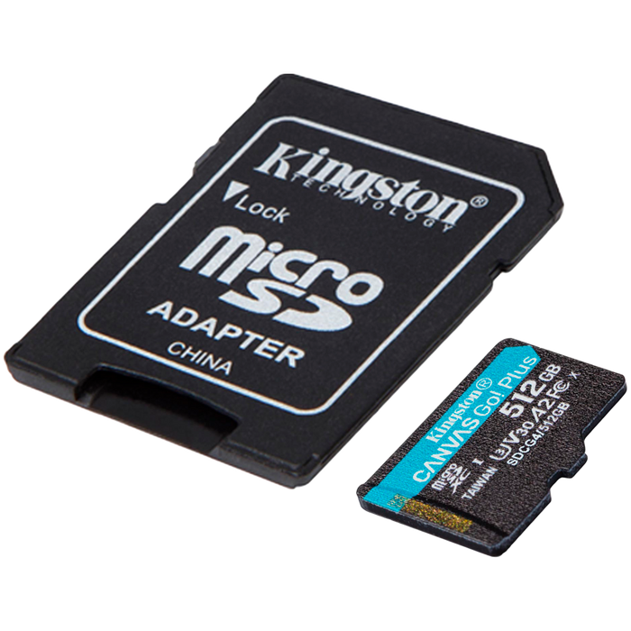 Kingston 512GB microSDXC Canvas Go Plus Gen4 200MB/s A2 U3 V30 Card + Adapter – alternate product view 2