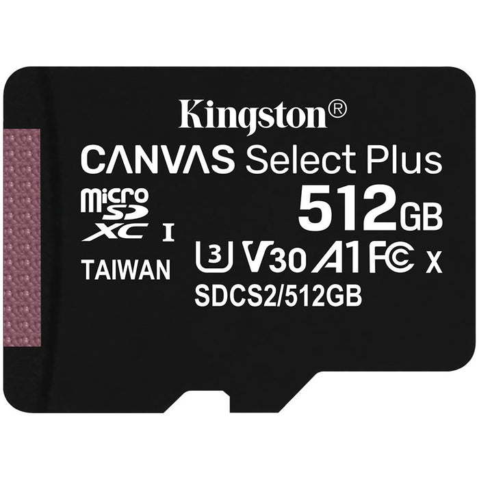 Kingston 512GB micSDXC Canvas Select Plus 100R A1 C10 Single Pack w/o ADP