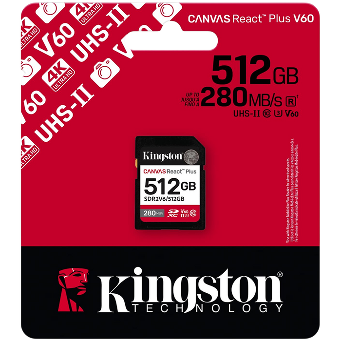 Kingston 512GB SDXC Canvas React Plus SDXC UHS-II 280R/150W U3 V60 – alternate product view 3