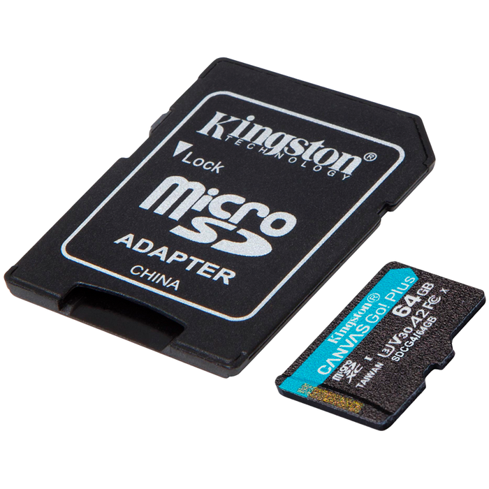 Kingston 64GB microSDXC Canvas Go Plus Gen4 200MB/s A2 U3 V30 Card + Adapter – alternate product view 2