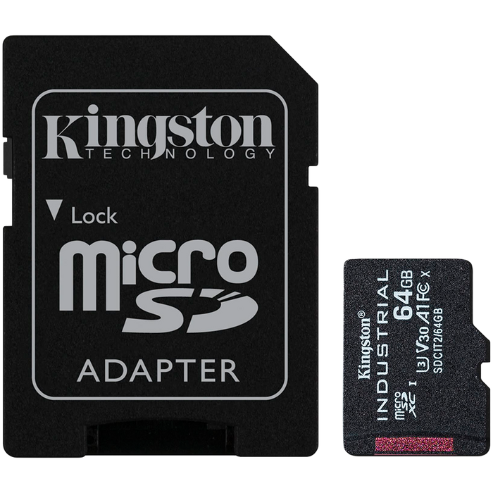 Kingston 64GB microSDXC Industrial C10 A1 pSLC Card + SD Adapter