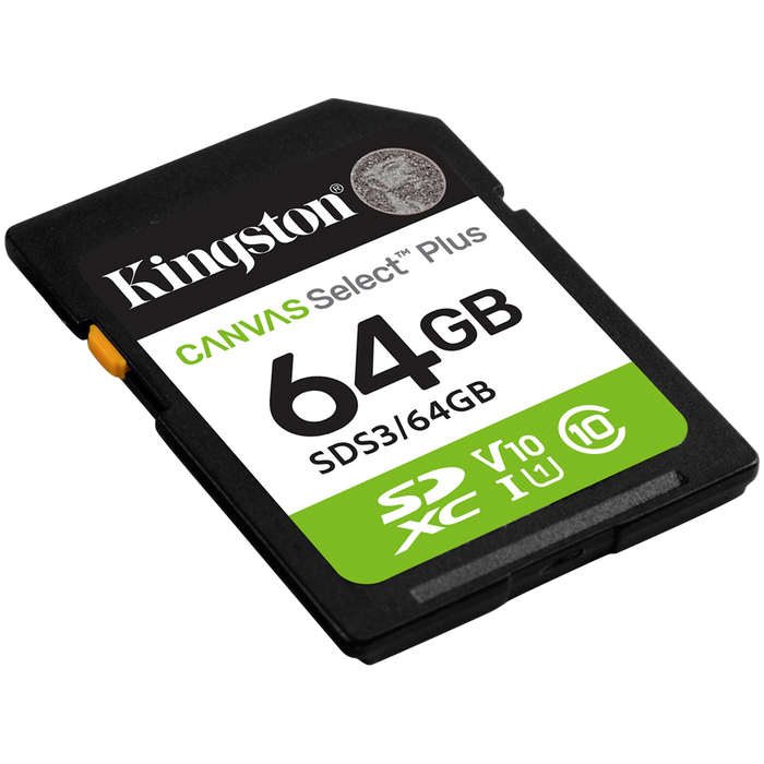 Kingston 64GB SDXC Canvas Select Plus Gen3 100MB/s C10 UHS-I U1 V10 – alternate product view 2