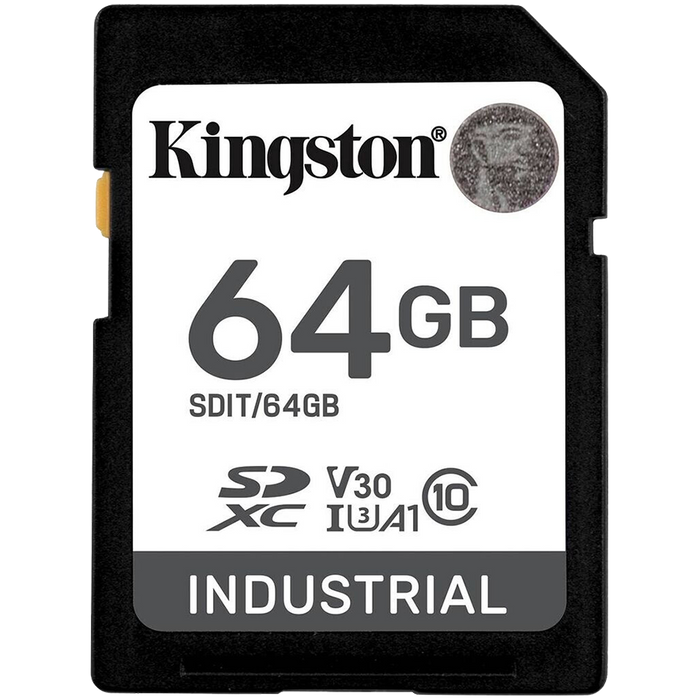 Kingston 64GB SDXC Industrial -40C to 85C C10 UHS-I U3 V30 A1 pSLC