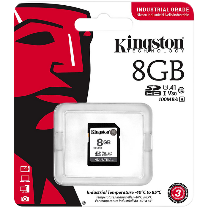 Kingston 8GB SDHC Industrial -40C to 85C C10 UHS-I U3 V30 A1 pSLC – alternate product view 3