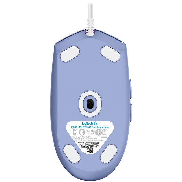 Logitech G203 Lightsync Corded Gaming Mouse - Lilac - USB – alternate product view 5