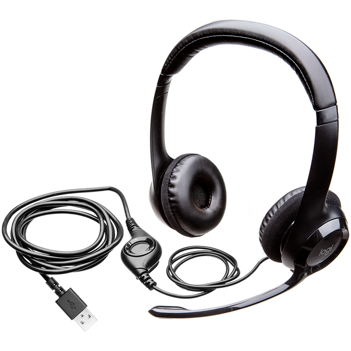 Logitech H390 Corded Headset - Black - USB