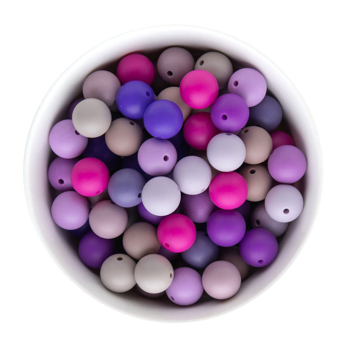 Silicone Bead Packs Purple Haze 15mm Round Silicone from Cara & Co Craft Supply