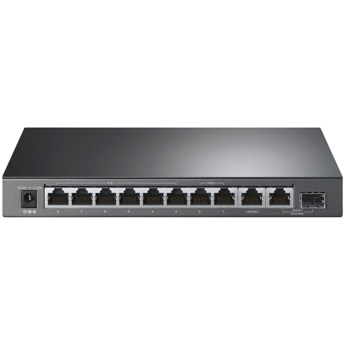 10-Port Gigabit Desktop Switch with 6-Port PoE+ and 2-Port PoE++PORT: 2× Gigabit PoE++ Ports, 6× by TP-Link – product photo
