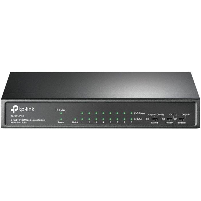 9-port 10/100Mbps unmanaged switch with 8 PoE+ ports, compliant with 802.3af by TP-Link – product photo