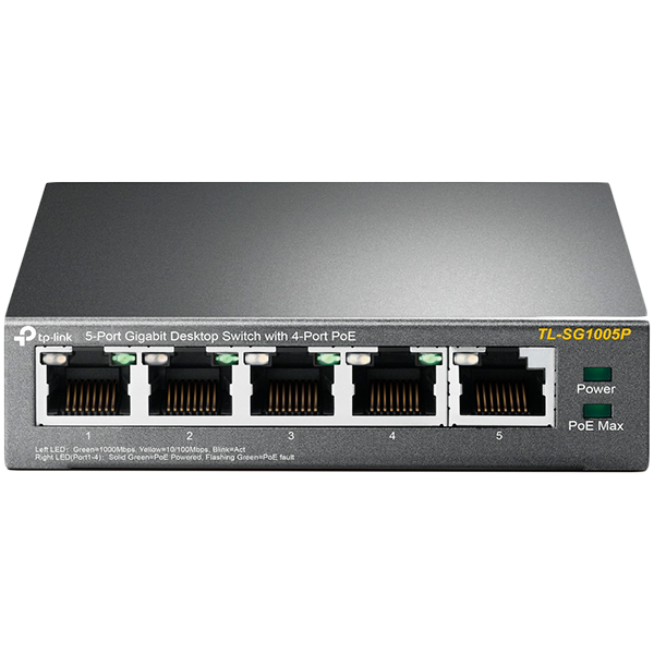 TP-LINK TL-SG1005P 5-Port Gigabit Desktop Switch with 4-Port PoE – product photo