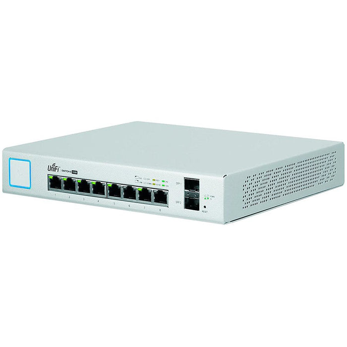 "Ubiquiti 8-Port Fully Managed PoE+ Gigabit Switch with 2 SFP ports,150W Power Supply, EU" – product photo