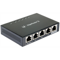 UBIQUITI EdgeRouter X; 1) GbE, 24V passive PoE RJ45 input; 3) GbE RJ45 ports; 1) GbE PoE passthrough output. – product photo