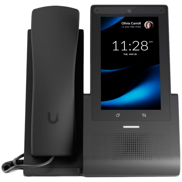 Ubiquiti UniFi UTP-G3-Touch-Pro desktop smartphone for UniFi Talk, featuring a 5inch touch display and seamless integration with UniFi applications - product photo